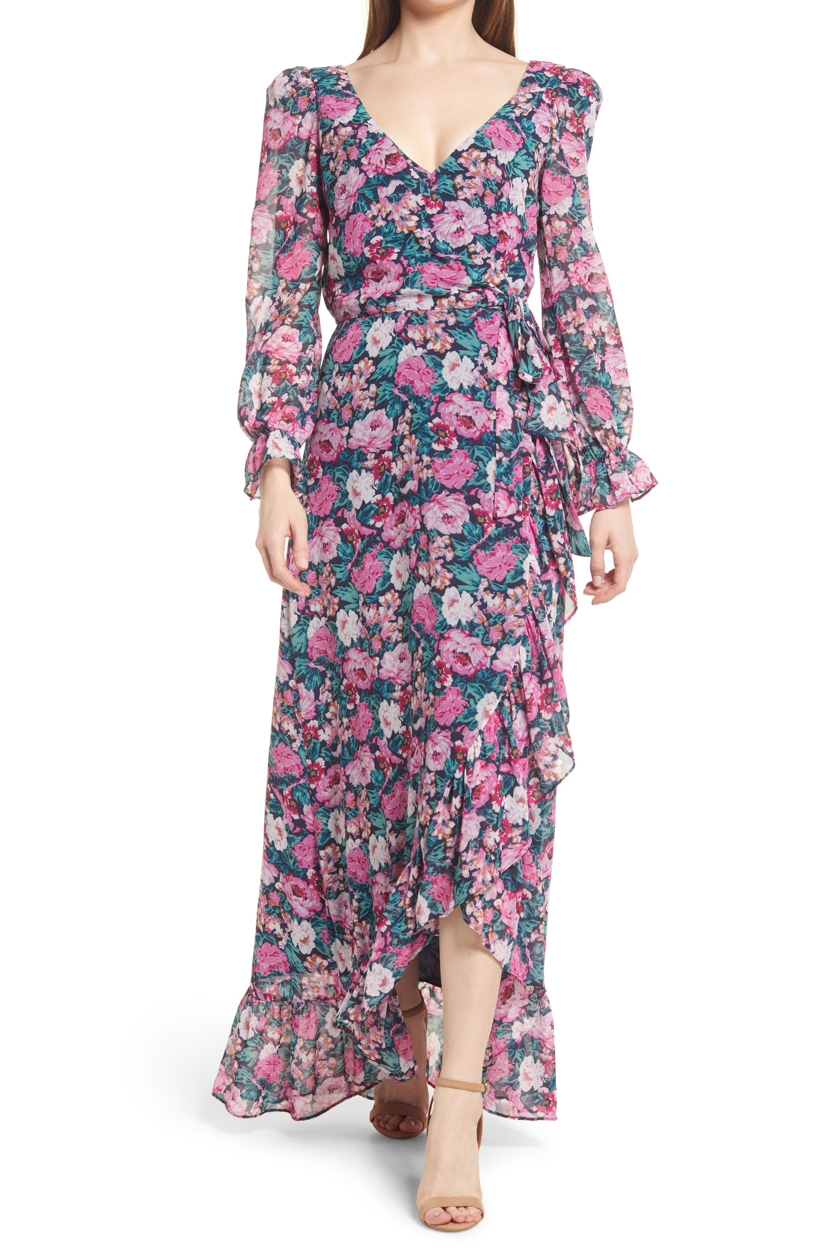 Long floral dresses with sleeves